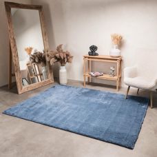 Килим зі штучного хутра NJORD 120х180 см Blue меланж-синій пухнастий 