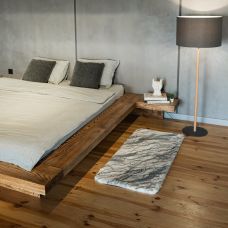 Килим зі штучного хутра NJORD 60х120 см Marble Calacata біло-сірий під плитку пухнастий 