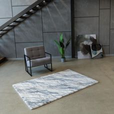 Ковер из искусственного меха NJORD 120х180 см Marble Calacata бело-серый под пушистый плитку