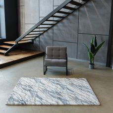 Ковер из искусственного меха NJORD 160х220 см Marble Calacata бело-серый под пушистый плитку