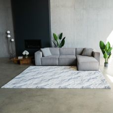 Ковер из искусственного меха NJORD 204х300 см Marble Calacata бело-серый под пушистый плитку
