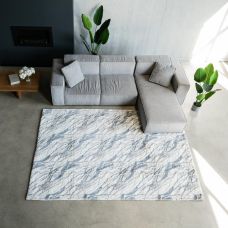 Ковер из искусственного меха NJORD 204х300 см Marble Calacata бело-серый под пушистый плитку