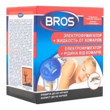 Электрофумигатор с жидкостью от комаров Bros, 40 мл