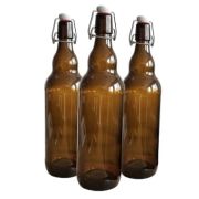 Бутылка с бугельным замком, коричневая пивная 1 л - 3 шт