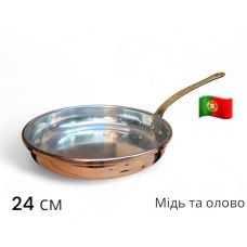 Сковорода медная 24 см с оловянным покрытием, рукоятка – латунь, AV Filhos (62.11.024.0)