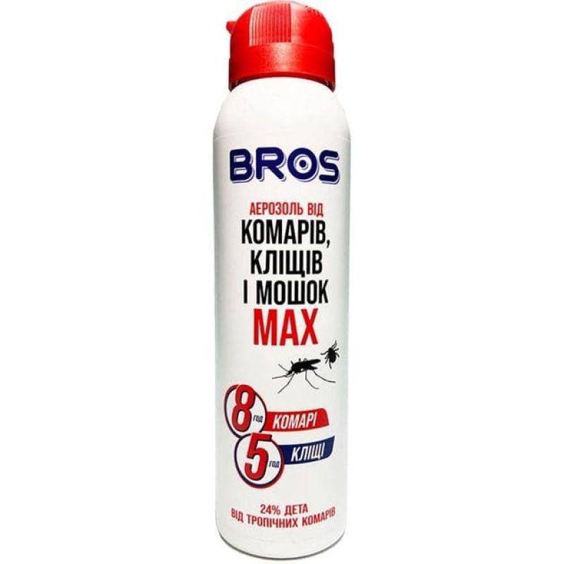 Аерозоль від комарів та кліщів, Bros МАХ Польща, флакон 90 мл Аерозоль від комарів та кліщів, Bros МАХ Польща, флакон 90 мл