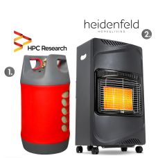 Підлоговий газовий обігрівач Heidenfeld Inferno GH100 + Балон газовий композитний HPCR 24,5 л