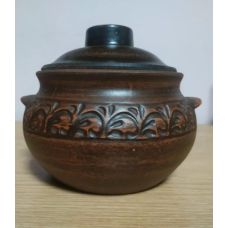Горшки для запекания набор - 8 шт резной, дымленный 0,6 л коричневый Shynkar / Шинкарь