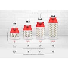 Баллон газовый композитный Hexagon Ragasco HR24.5L, 24.5л, пропан/бутан 10кг/12кг, 30бар, вентиль Shell (украинский стандарт), 5.4кг