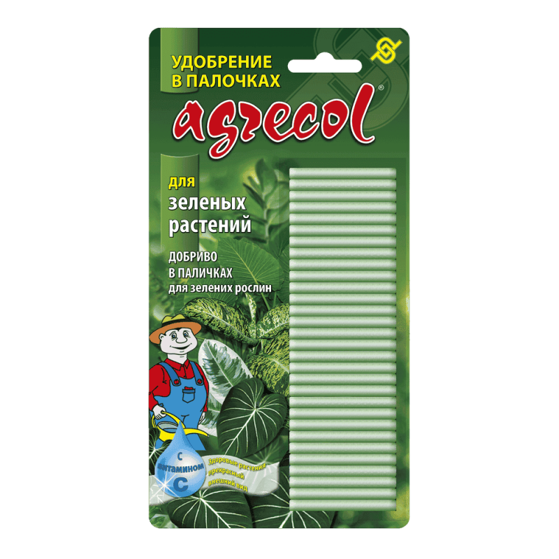 Удобрение в палочках для зеленых растений Agrecol 30 шт