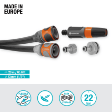 Шланг Gardena Liano Life Set текстильный садовый 13 мм 1/2" 20 м