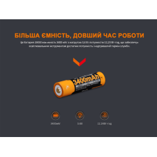 Аккумулятор 18650 Fenix (3400 mAh) micro usb зарядка