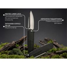 Ніж складаний туристичний Weknife Hull (9.9 см) Bohler M390 / Titanium чорний
