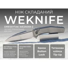 Ніж складаний туристичний Weknife Dressytak (8.6 см) Bohler M390 / Titanium сірий