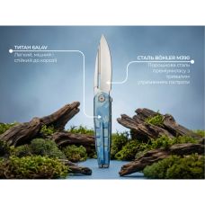 Ніж складаний туристичний Weknife Hull (9.9 см) Bohler M390 / Titanium синій