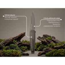 Ніж складаний туристичний Weknife Hull (9.9 см) Bohler M390 / Titanium сірий