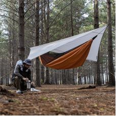 Гамак одноместный с москитной сеткой и тентом Naturehike Shelter camping NH20ZP092, 75D pongee, оранжевый