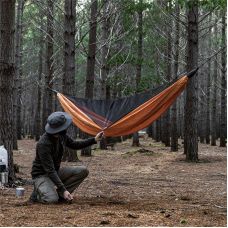 Гамак одноместный с москитной сеткой и тентом Naturehike Shelter camping NH20ZP092, 75D pongee, оранжевый