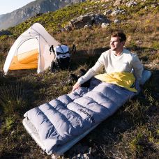Спальник з натуральним пухом Naturehike CW400 NH18C400-D, p-р L, жовто-сірий