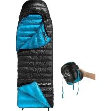 Спальник с натуральным пухом Naturehike CW400 NH18C400-D, р-р L, черно-голубой
