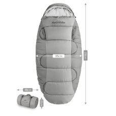 Спальный мешок овальный Naturehike PS200 NH20MSD03, правый, серый
