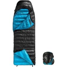 Спальник с натуральным пухом Naturehike CW400 NH18C400-D, р-р M, черно-голубой