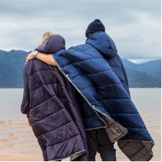 Спальный мешок-пончо Naturehike NH18D010-P, Hollow cotton, морозный синий