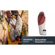 Спальник с натуральным пухом Naturehike Snowbird NH20YD001, р-р L, коричневый 980 г