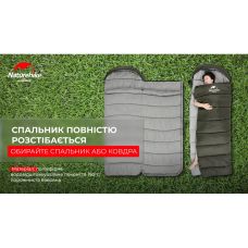 Спальник с капюшоном Naturehike U350 NH20MSD07, (1°C), правый, зеленый