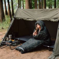 Спальный мешок с капюшоном Naturehike M320 CNK2350WS023, зеленый камуфляж, правый