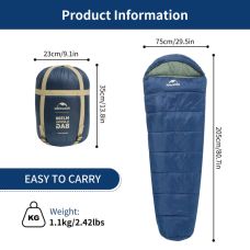 Спальник с капюшоном Naturehike MJ300 CNK2300SD014, темно-голубой