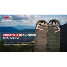 Спальник с капюшоном Naturehike U350 NH20MSD07, (1°C), правый, зеленый