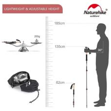 Трекинговые палки Naturehike NH20DS003, 135 см, черный/красный, 2 шт.
