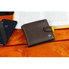 Коричневое мужское портмоне из натуральной кожи с фиксацией ST Leather ST103