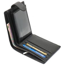 Черное мужское портмоне из натуральной кожи с фиксацией ST Leather ST103