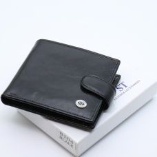 Кожаное мужское портмоне на кнопке ST Leather ST104 Черный