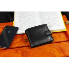 Черное мужское портмоне из натуральной кожи с фиксацией ST Leather ST103