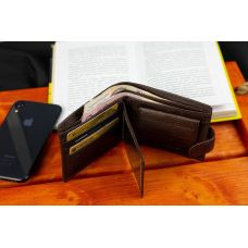 Коричневое мужское портмоне из натуральной кожи с фиксацией ST Leather ST103