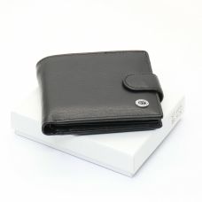 Черное мужское портмоне из натуральной кожи с фиксацией ST Leather ST103