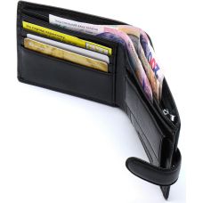 Кожаное мужское портмоне на кнопке ST Leather ST104 Черный