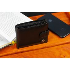 Кожаное мужское портмоне на кнопке ST Leather ST104 Черный