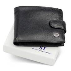 Шкіряне чоловіче портмоне на кнопці ST Leather ST-104-1 чорний