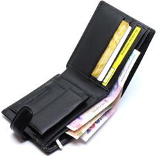 Кожаное мужское портмоне на кнопке ST Leather ST104 Черный