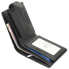 Черное мужское портмоне из натуральной кожи с фиксацией ST Leather ST103