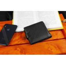 Черное мужское портмоне из натуральной кожи с фиксацией ST Leather ST103
