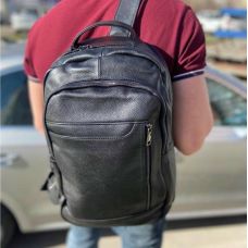 Городской мужской кожаный рюкзак черный Tiding Bag B2-03555A