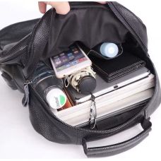 Кожаный мужской  рюкзак для ноутбука и поездок черный Tiding Bag D3-93438