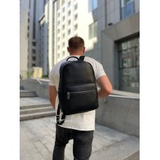 Кожаный мужской рюкзак городской для ноутбука и документов черный Tiding Bag 20334