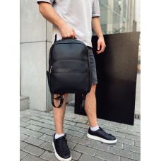 Мужской городской кожаный рюкзак черный Tiding Bag 60320