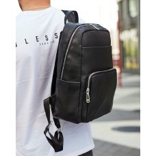 Мужской кожаный рюкзак для ноутбука и поездок черный Tiding Bag 59331